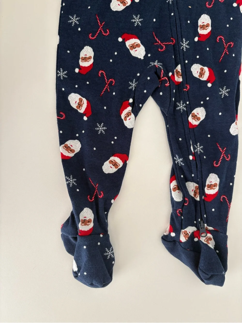 Wondershop Navy Santa & Candy Cane One-Piece Footed Pajamas 6/9M